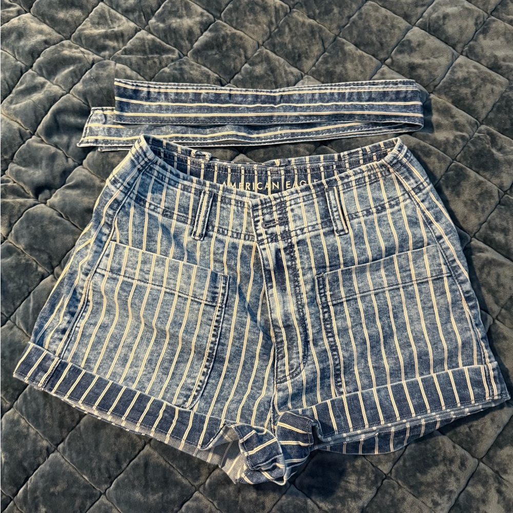 American Eagle Outfitters Blue Striped Women's Shorts